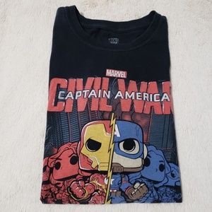 Funko Tops - Funko Pop! Civil War Iron Man Cap America Tee Funko Tops - Funko Pop! Civil War Iron Man Cap America Tee